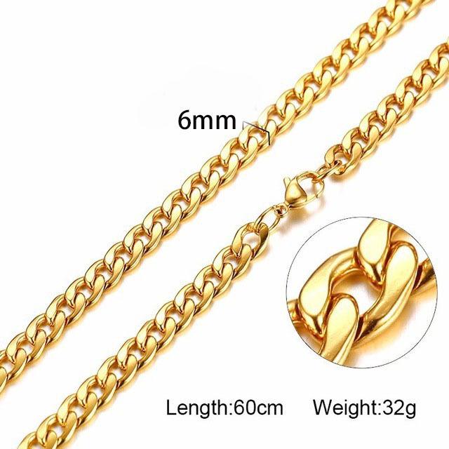 2023NK Золотая нержавеющая сталь Унисекс Хип-хоп Длинное ожерелье, Вакуумное гальваническое покрытие