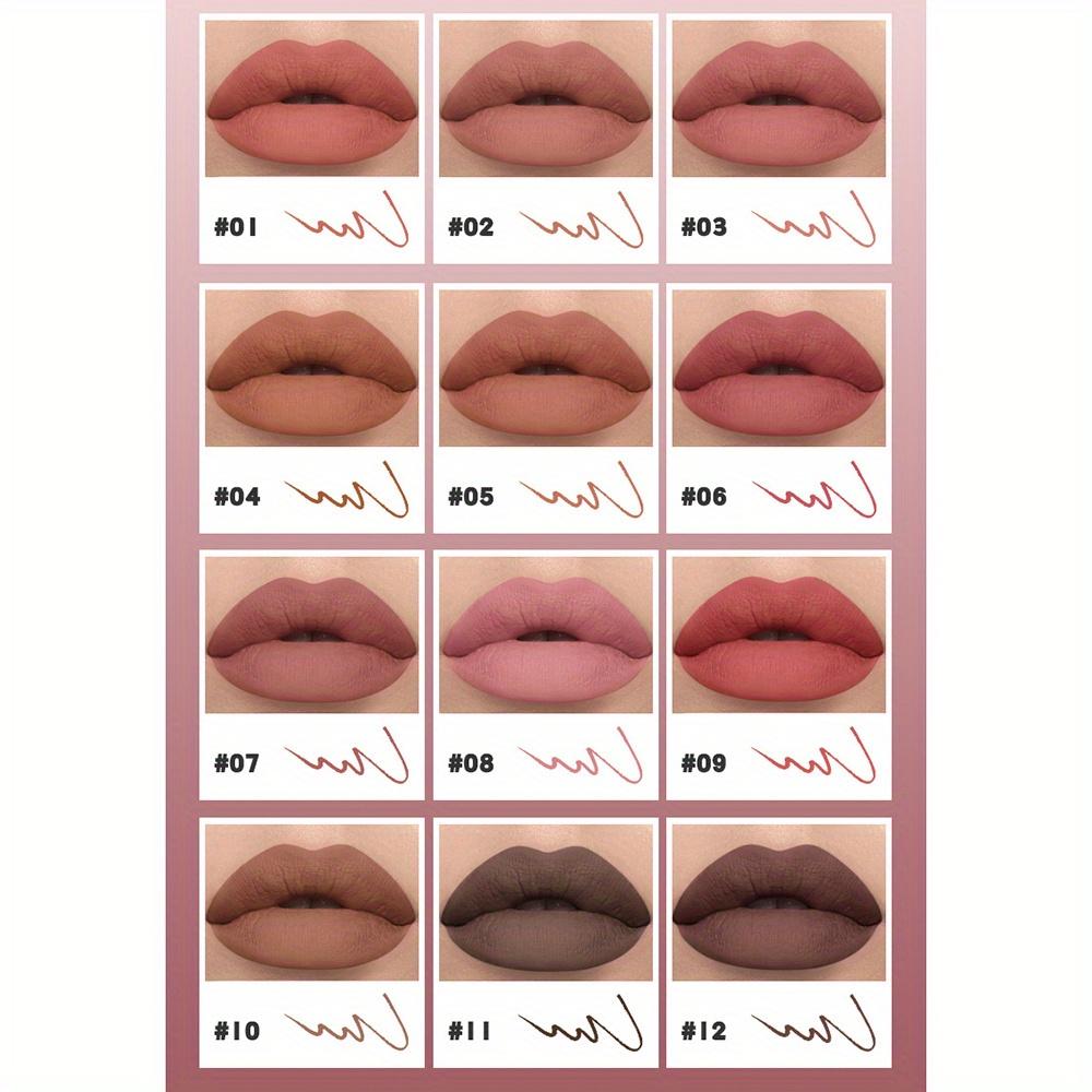 12pcs/Set Matte Lip Liner Set Waterproof Not Easy To Smudge Lip Outlining Pencil Bite Lip Makeup Lip Pencil Lipstick Pen with Roller Pen Knife