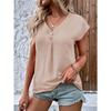 GMXIA Women's Summer V-neck Button-up Top Batsleeve T-shirt Loose Casual Shirt