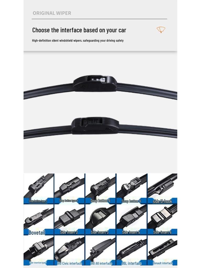 Discovery 5 Frameless Front Wiper Blades: Original High-Definition Rubber, Silent Operation