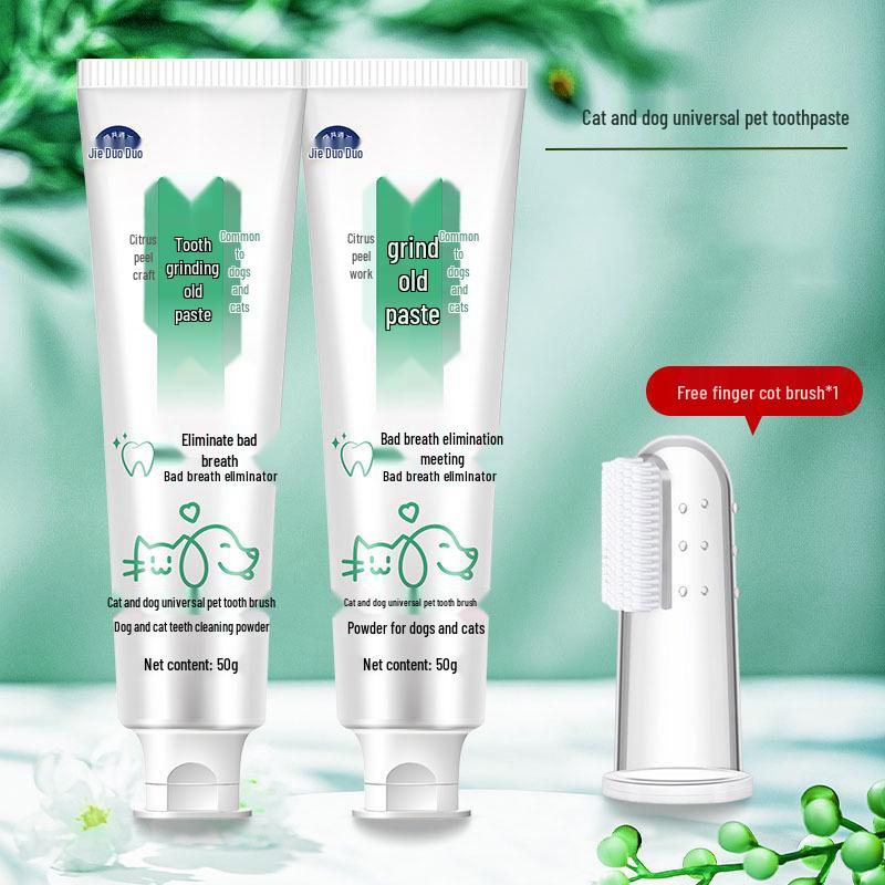 Зубная паста для питомцев 50 г: Съедобная зубная паста для кошек и собак с напальчником - Свежее дыхание и чистые зубы