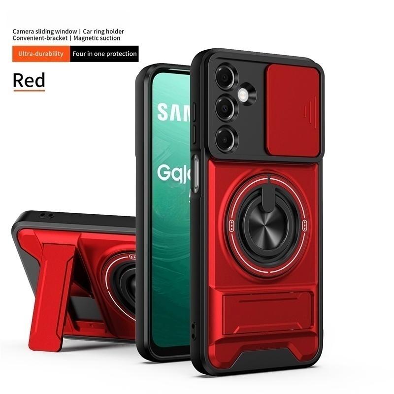 Бронированный чехол для Samsung Galaxy A37 A56 A36 A16 A26 A06 A17 A07 A55 A35 A25 A15 5G с магнитной подставкой-держателем, кольцом, защитой объектива