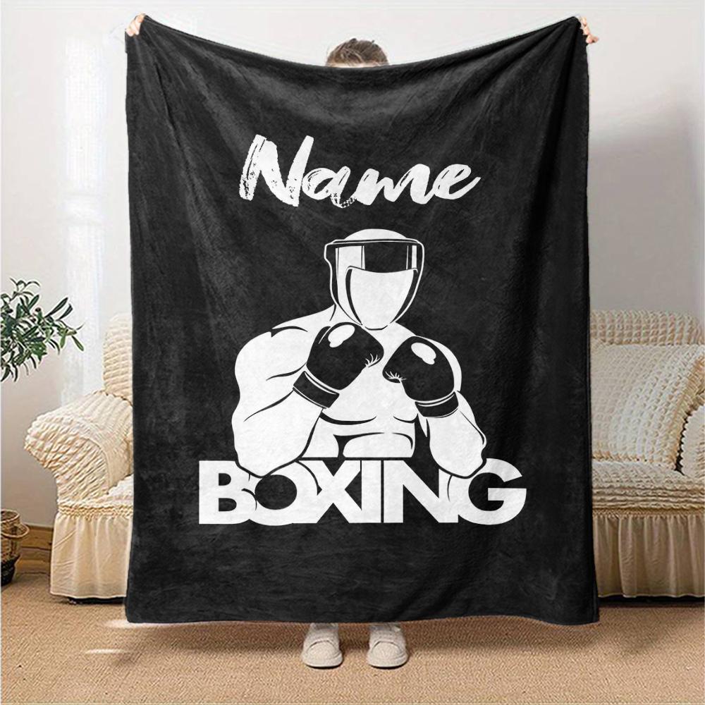 Custom Name boxing Theme Printed Blanket - Perfect for Couch, Bed, Travel & Outdoor Use | Machine Washable, Cozy & Durable.