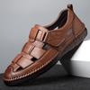 Men's 2024 Summer Genuine Leather Closed-Toe Sandals - Breathable Cowhide Soft Sole for Middle-Aged Dads
