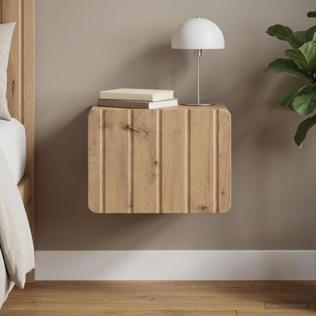 Wall Mounted Nightstand Artisan Oak 33 x 34.5 x 24 cm