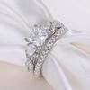 Huitan 2Pcs Women Rings Brilliant Princess Cubic Zirconia Luxury Wedding Band Accessories Modern Fashion Engagement Set Zircon