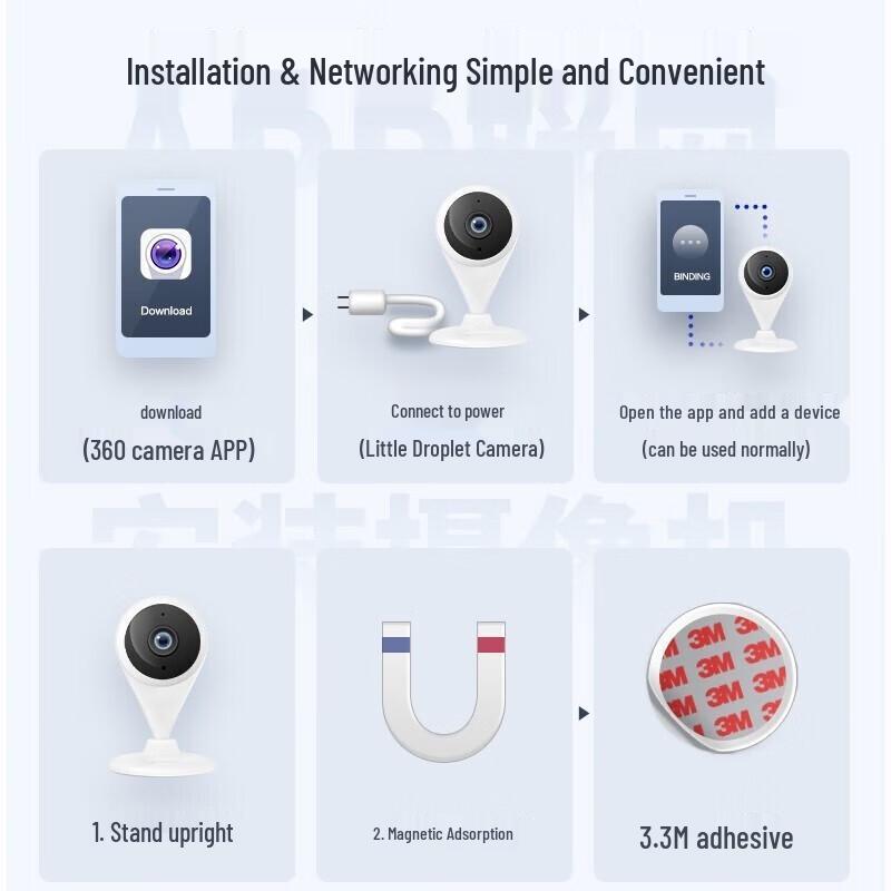 360 Маленькая Капля Воды 3 Мп WiFi Камера для Наблюдения за Ребенком (Китайская версия)