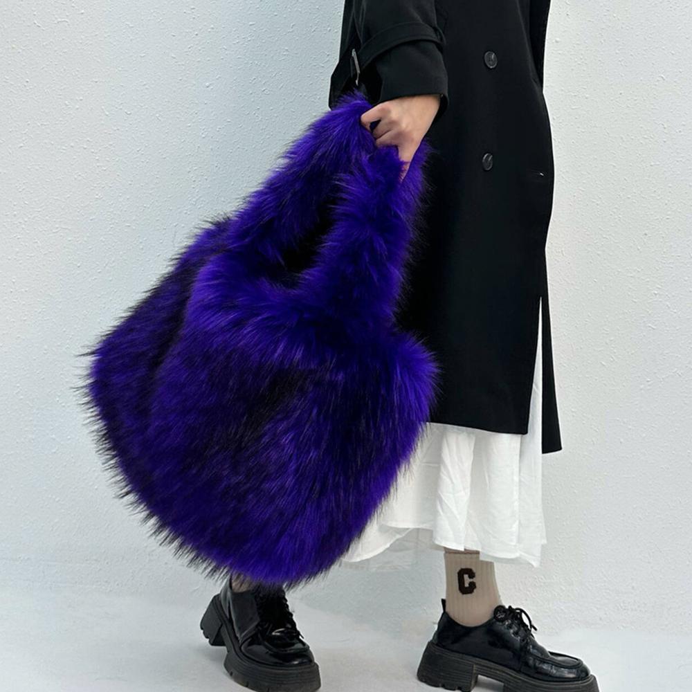 Luxury Faux Mink Fur Bags for Women Handbags Candy Color Plush Tote Fluffy Soft Shoulder Bag Large Capacity Shopper Purses
