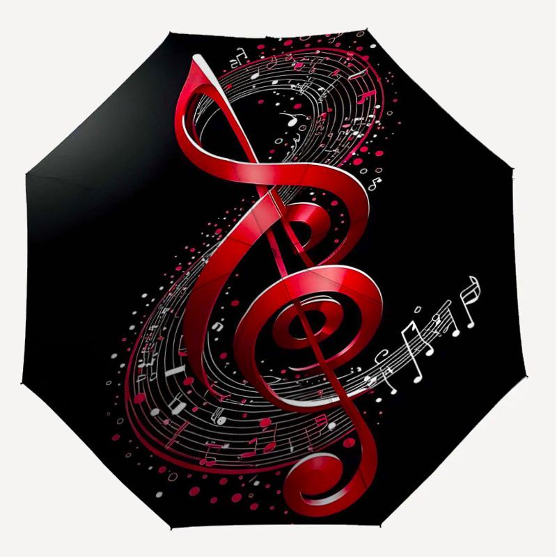 1PC Music Note Umbrella-8-Rib Reinforced, Automatic Open, Lightweight & Durable, Cute Fashion Accessory for Outdoor-T384