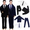 2 Sets Handmade Dolls Suits for 30cm for Ken Dolls Tuxedo Black Blue Classic Tie Girl Toys Birthday Gift(NO DOLL)