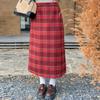 Plus Size Women's A Word Straight Skirt Female Rear Split Skirt Winter Temperament Red Half-body Skirt