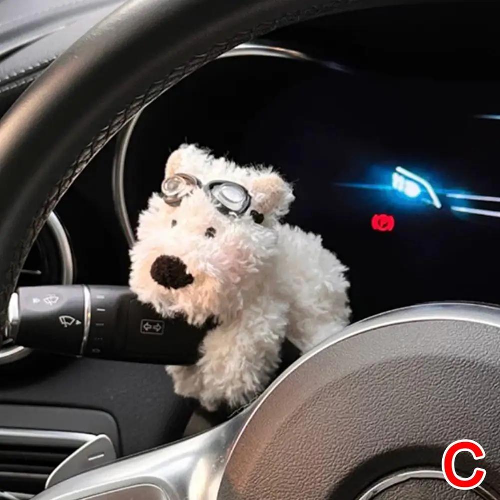 Plush Puppy Clutch Decoration Car Wiper Turn Signal Dog Wiper Interior Switch Decoration Auto Cute Doll Car O8T7