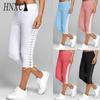 S-5XL Women High Waist Cropped Pants Elastic Bandage Leggings Seamless Fitness Sports Pants Plus Size