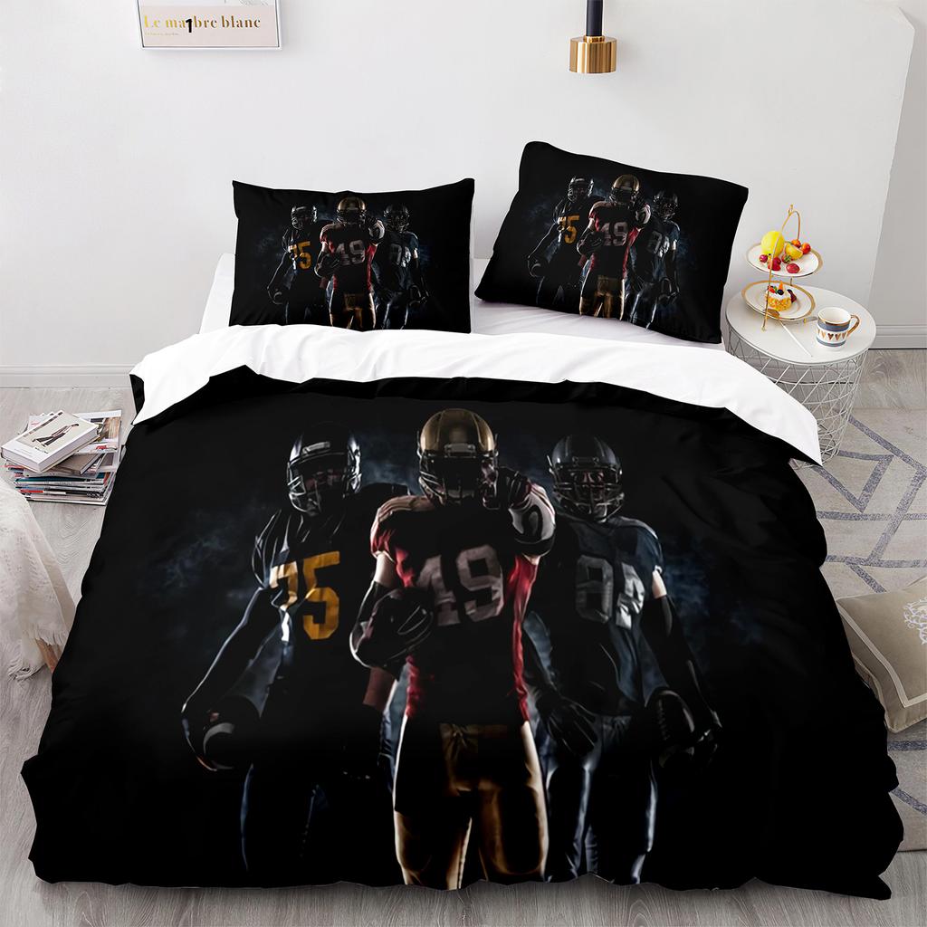 American Football King Queen Duvet Cover Rugby Player Pattern Bedding Set For Kids Teens Adults Ball Sport Polyester Quilt Cover