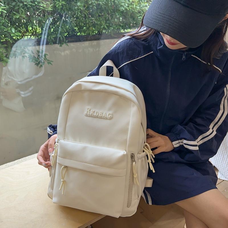 Студенческий однотонный школьный женский рюкзак в студенческом стиле с буквенным принтом, рюкзак большой емкости