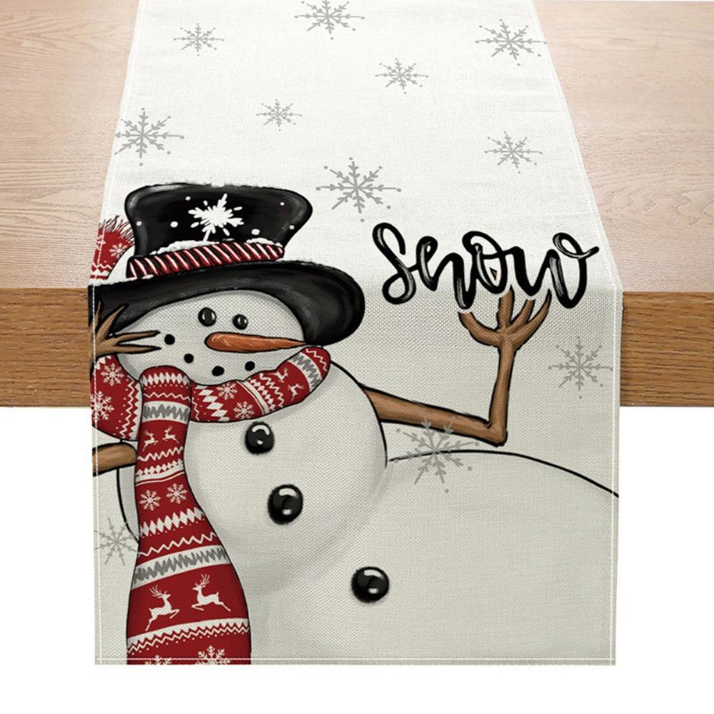 Праздничная скатерть-дорожка Рождественское украшение Принт Льняная настольная салфетка Маленькая накидка на обеденный стол