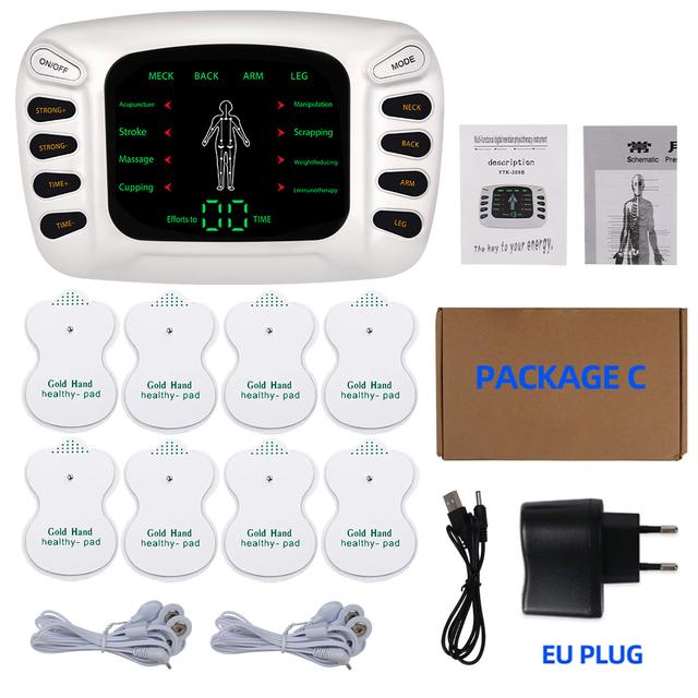 EMS Machine Electric Physiotherapy Tens Body Electrical 8 Pads Muscle Stimulator Pulse Acupuncture Back Neck Slipper Massage