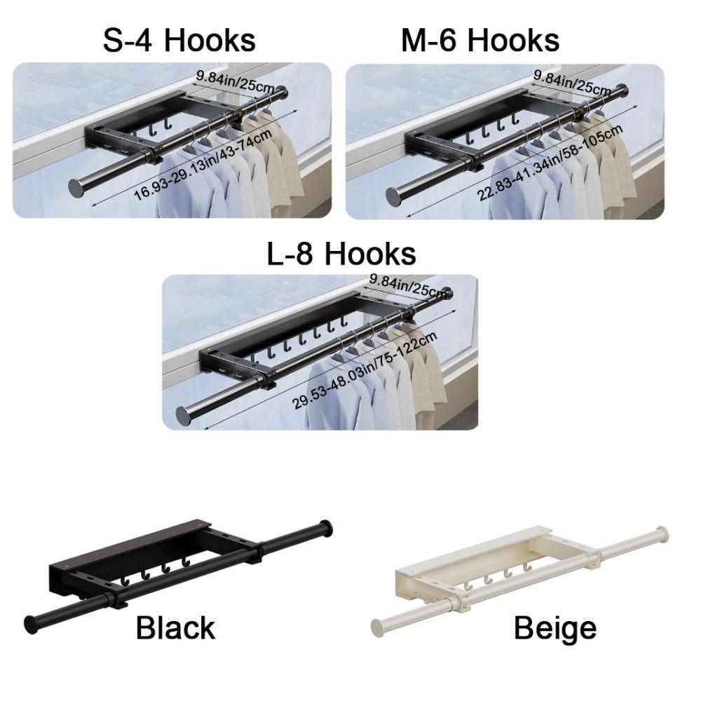 Carbon Steel Telescopic Clothes Rack Wall Mounted Laundry Drying Rack Apartment