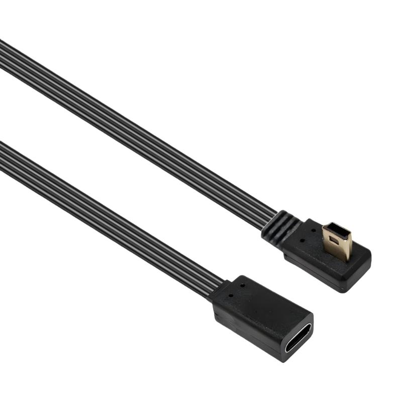 Зарядный кабель 26AWG Type C (розетка) - Mini USB (вилка) с передачей данных 480 Мбит/с для узких мест и различных устройств