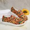 Женские кроссовки 2025 Легкие парусиновые туфли с цветочным принтом Удобные плоские кроссовки для ходьбы Женские слипоны с круглым носком Повседневная обувь Женская