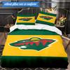 3PCS Minnesota Hockey Team Bedding Set,Including 1pc Duvet Cover And 2pcs Pillowcases Perfect for Bedroom, Dormitory, Fan Christmas gift