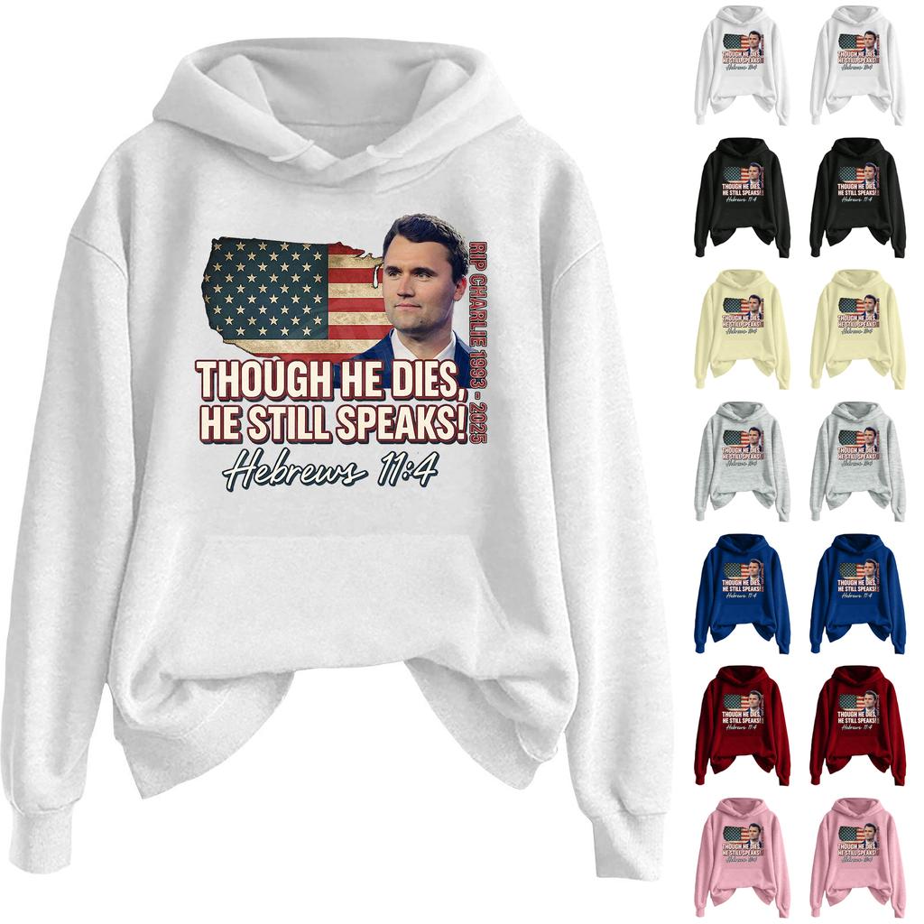 Ladies Fashion Casual Long Sleeve Printed Round Neck Hoodie Pullover Top