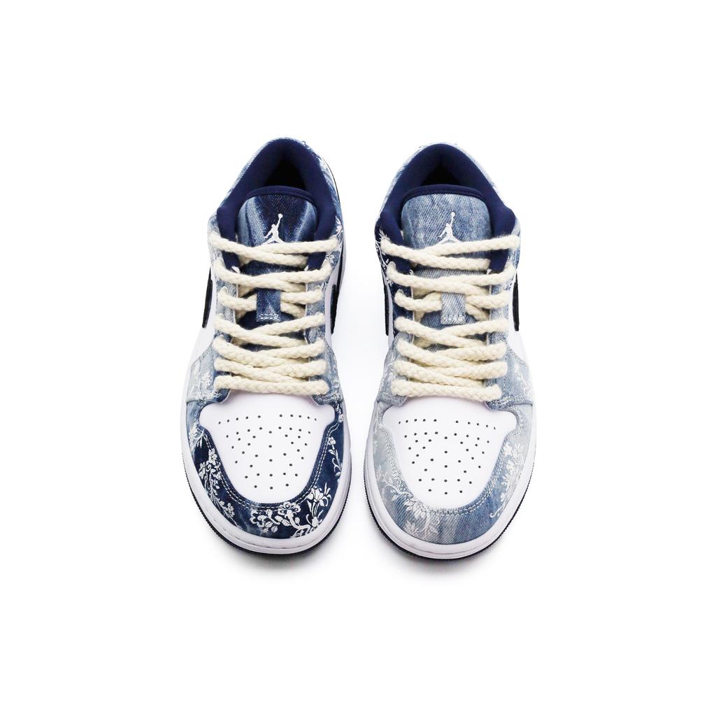 Jordan Air Jordan 1 Low Винтажные Баскетбольные Кроссовки Мужские Черно-Бело-Синие CZ8455-100(команда-А)-Случайные упаковочные пакеты
