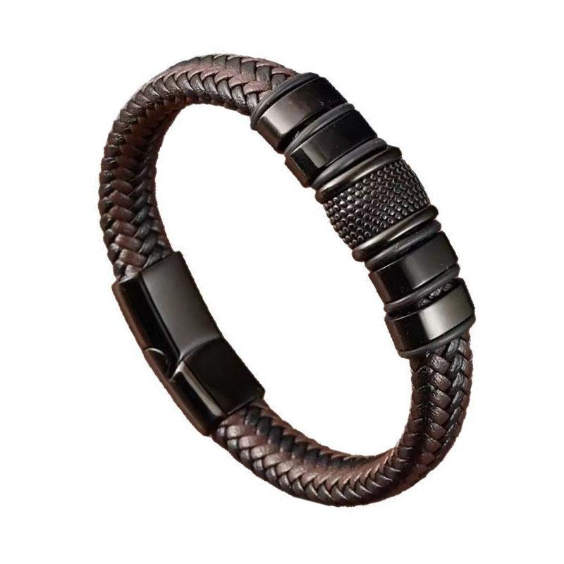 Мужские браслеты в стиле OL из нержавеющей стали, манжета, винтажный плетеный кожаный браслет для мужчин, подарок для мужского запястья, новинка