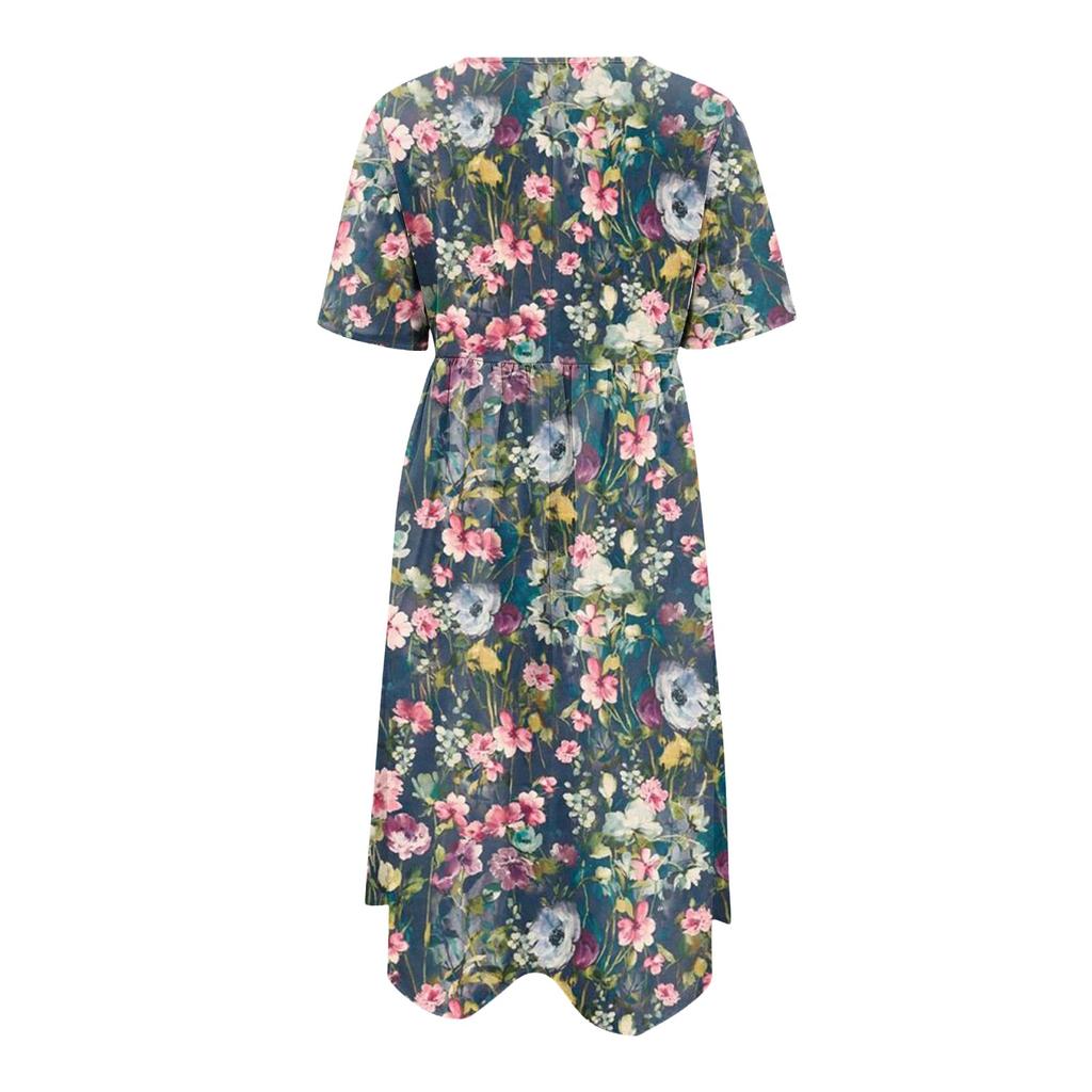 Women's Casual Dresses Printed Dresses Summer Dresses Printed Pleated Round Neck Midi Dresses Basic Classic Outdoor Daily Short Sleeve Loose Dresses