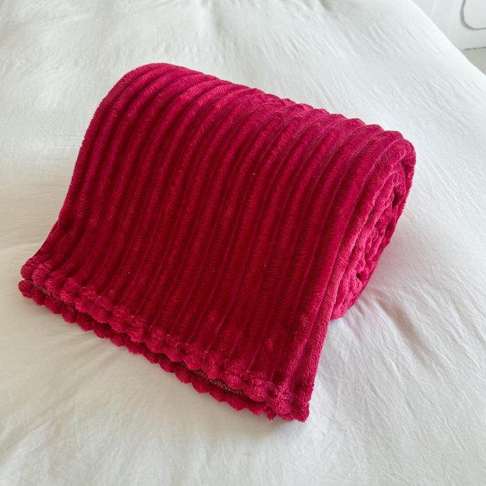 Утолщенное плюшевое одеяло - Широкая полоска, Сетчатая стрижка, Имитация кроличьего меха, Маленькое фланелевое одеяло, Машинная стирка