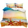 Beach Duvet Cover Set Summer Ocean Bedding Set Hawaiian Marine Sea Waves 3D Print Starfish Polyester Comforter Cover Queen King