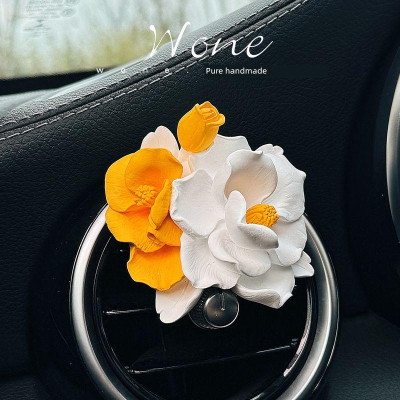 Auto Perfume Aromatherapy Exquisite Elegant Camellia Car Vent Decoration Fragrant Stone Light Perfume Girls' Gifts