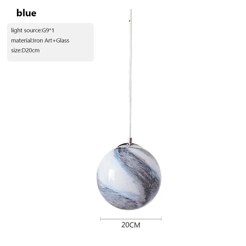 Светодиодный подвесной светильник Planet для детской комнаты, креативная люстра, стеклянный шар, подвесные светильники для спальни мальчика, для чтения, для внутреннего декора