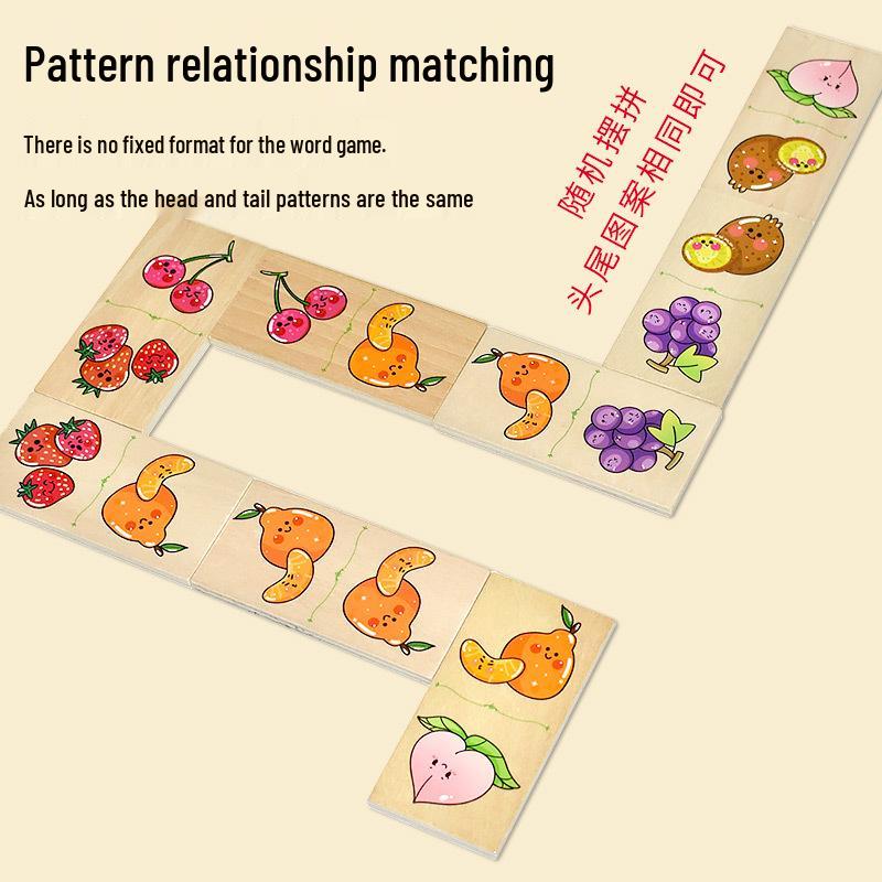 Набор домино-пазлов с животными и фруктами из 28 штук для детского сада