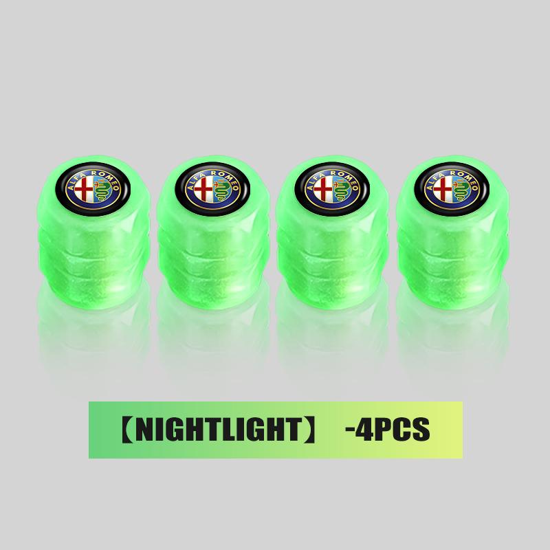 2026 Hot Sticker Luminous Car Wheel Tire Valve Caps Rim Stem Dust-proof Covers For Alfa Romeo 159 Giulietta Giulia 147 Mito 156