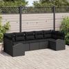 vidaXL 7-Piece Garden Sofa Set with Cushions Black Synthetic Rattan 3354862