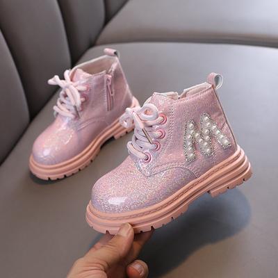 Детская обувь принцессы, детские зимние ботинки на низком каблуке с блестками, новые ботинки для девочек, детские повседневные ботинки на низком каблуке