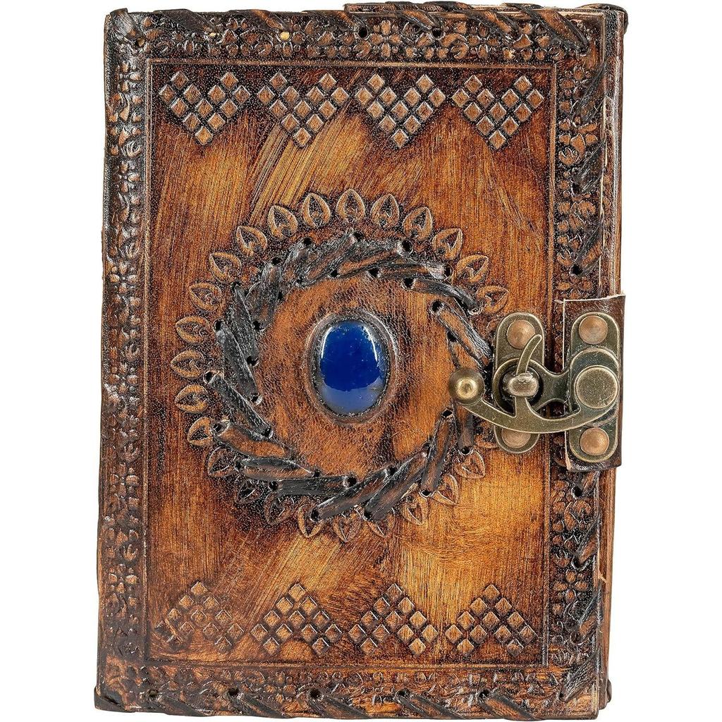 Кожаный журнал с застежкой Журнал с драгоценными камнями Блокнот для письма Пустой блокнот Блокнот ручной работы Чакра Журнал Дневник