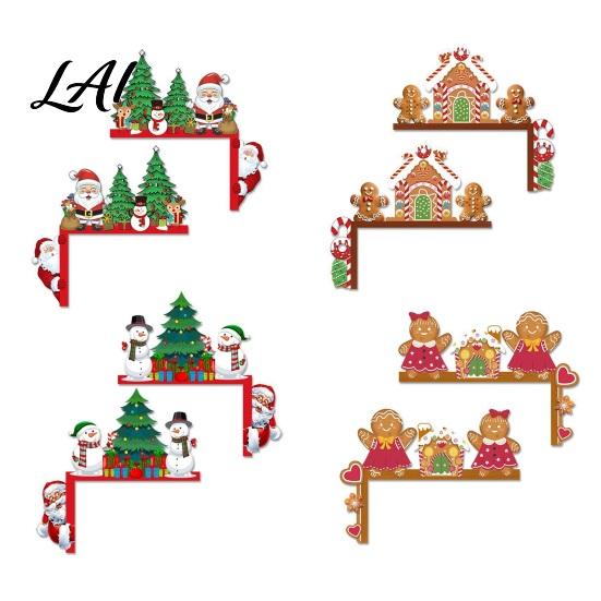 Holiday Home Decor Christmas Door Topper Wooden Corner Sign Santa Snowman Gingerbread Rustic Accents Man Frame for Party Decoration