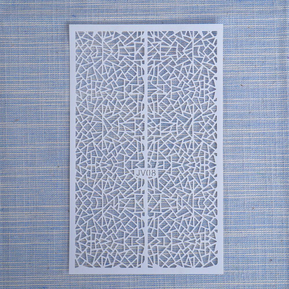 1pcs Fish Scale Nail Sticker Nail Art Adhesive Decals Net Line Geometry Hollow Designs 3D Manicure Decor Wraps Template Sticker