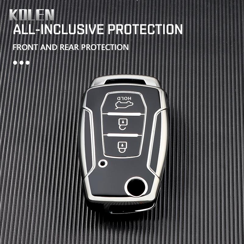 Чехол-накладка из ТПУ для складного ключа автомобиля для Ssangyong Kyron 2 Sanka Actyon Korando Tivoli 3 кнопки Защитный держатель для ключа Брелок