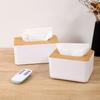 Plastic Tissue Box Wooden Lid Square Napkin Holder Container Wet Tissue Paper Dispenser Case Modern Home Car Organizer