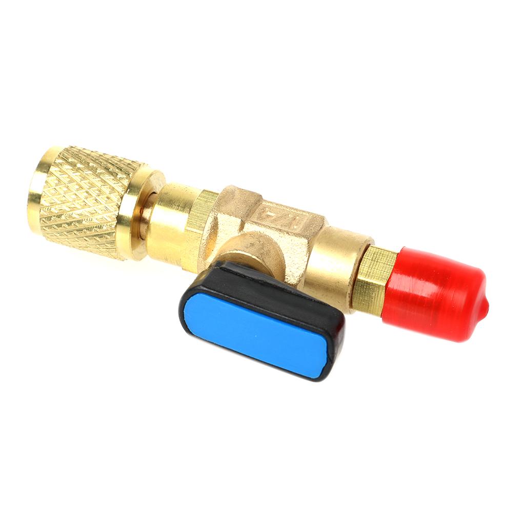 R22 Refrigerant Valve 1/4" Male To 1/4" Female AC Charging Hoses Straight Ball Valves for Refrigeration Manifold Gauges