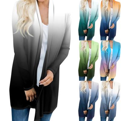 Женский осенний модный пальто большого размера, кардиган с длинными рукавами и принтом, легкая куртка