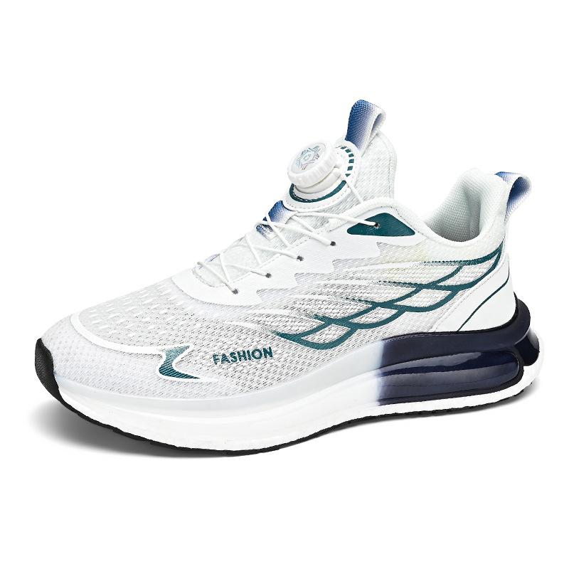 Outdoor men's shoes new rotating button running sneakers men's breathable thick-soled popcorn cushioning running shoes