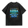 Женская футболка для мамы именинника, matching family, Mommy, черная, винтажная, стираная, универсальная, с принтом, мягкая, слегка дышащая