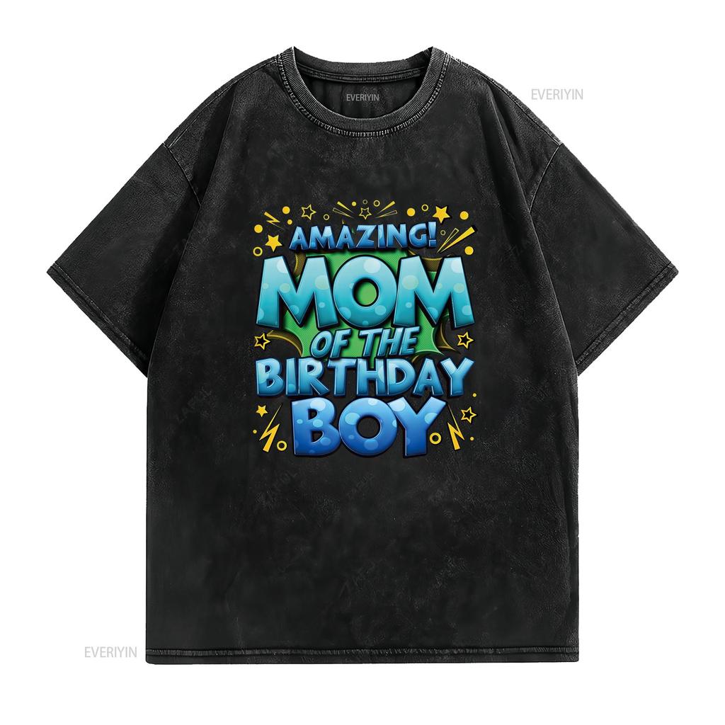 Женская футболка для мамы именинника, matching family, Mommy, черная, винтажная, стираная, универсальная, с принтом, мягкая, слегка дышащая