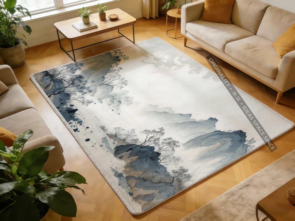 Misty Mountain Pattern Mat Living Room Decoration Home Sofa Non-Slip Carpet Study Bedroom Tatami Children'S Soft Floor Mat