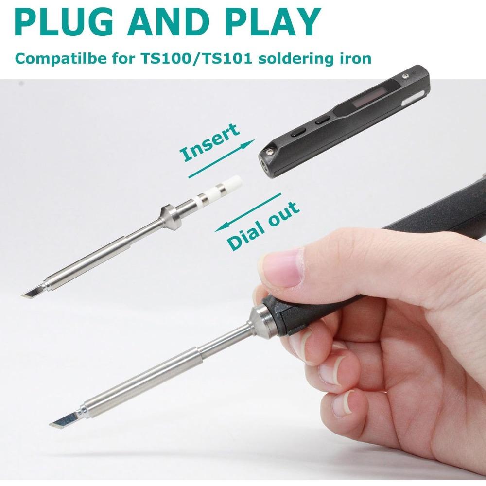 Набор жал для паяльника TS100/TS101/T85: Модели K/KU/I/D24/ILS/B2/BC2/BC3/C4/C1/JL02 для Pinecil, Быстрый нагрев и Простая установка