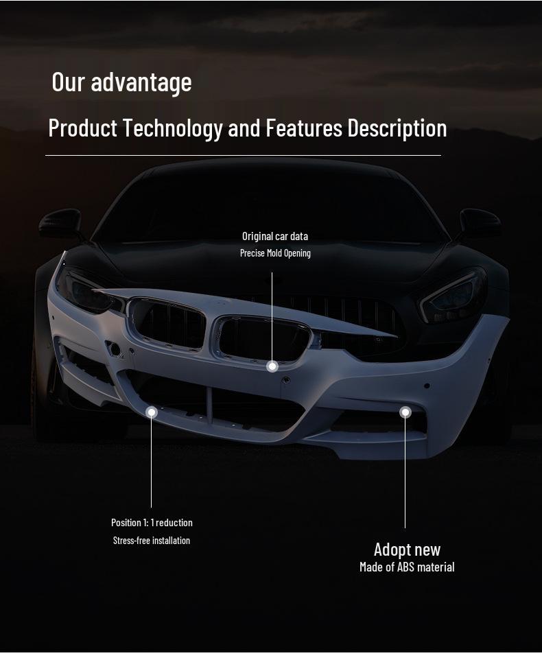 BMW 3 Series F35 Front Bumper with 6 Parking Sensor Holes, M Sport Trim, 51118067946